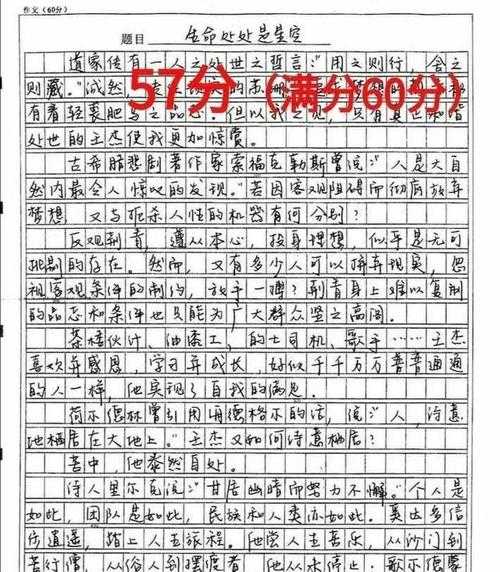 今年高考作文满分的文章？高考作文9个字满分？