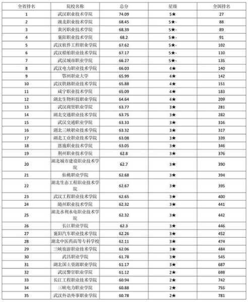 湖北专科学校排名及分数线，湖北省专科大学排名？