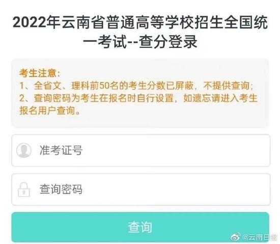高考成绩查询2022，2022年云南高考成绩查询时间？