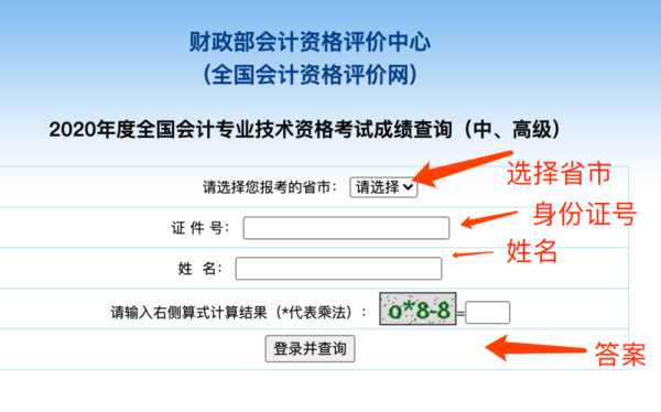 2020年中级会计考试成绩查询入口（2020年中级会计师成绩查询入口）