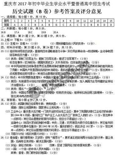 重庆中考历史试卷分数线（重庆2021中考历史范围）