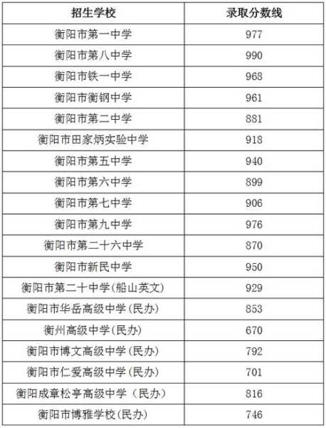 新衡阳中考分数线查询（衡阳市今年中考分数线）